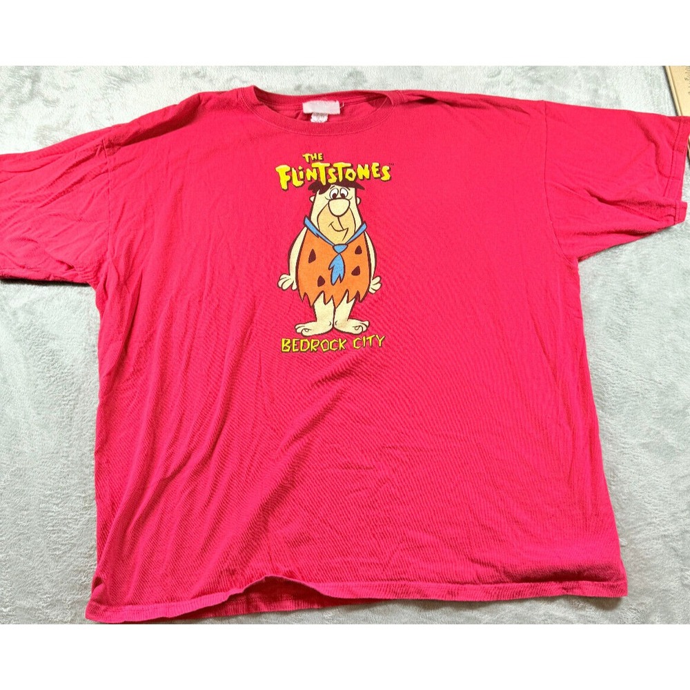 Vintage Flintstones Shirt Mens 3XL Red Logo Graphic Fred Bedrock Y2K 90s